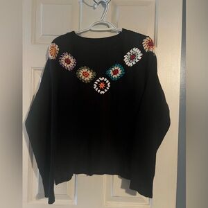 SHEIN quilt pattern yoke sweater